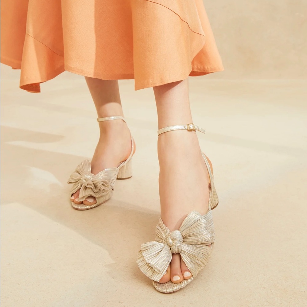 Loeffler Randall Dahlia Platinum Pleated Bow Heel